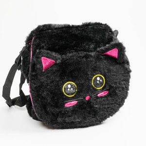 Bolsa Lateral De Pelúcia Gatinho Preto Polibrinq Scb117 Infantil