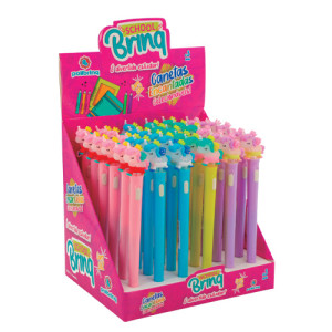 Caneta Click Com Luz Unicórnio Polibrinq Scb30 Infantil Colorida