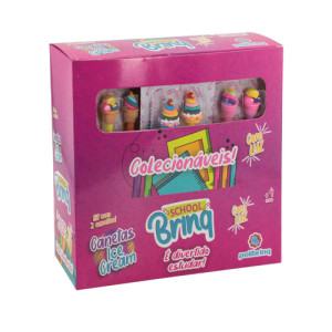 Caneta Click Divertida Sorvete Duo Polibrinq Scb83 Escolar Inf...