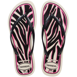 Chinelo Havaianas Feminino Slim Animals 37/8 Bege Palha