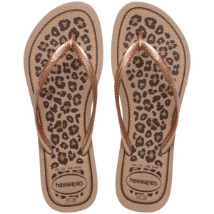 Chinelo Havaianas Feminino Slim Animals 37/8 Rose Gold