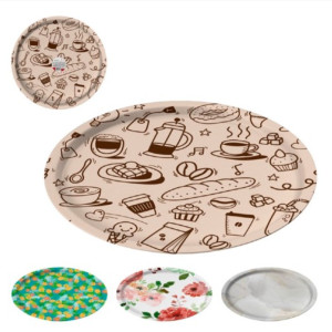 Bandeja Antiderrapante Redonda Estampada 35 Cm