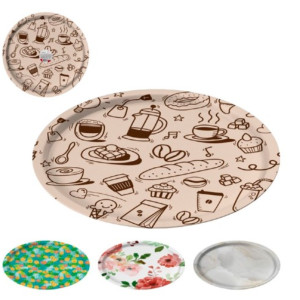 Bandeja Antiderrapante Redonda Estampada 40 Cm