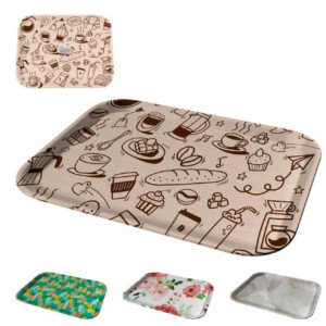 Bandeja Antiderrapante Retangular Estampada 35 X 25 Cm