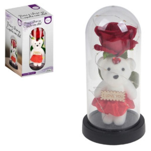 Rosas Na Cúpula Com Led E Urso 21 X 11 Cm