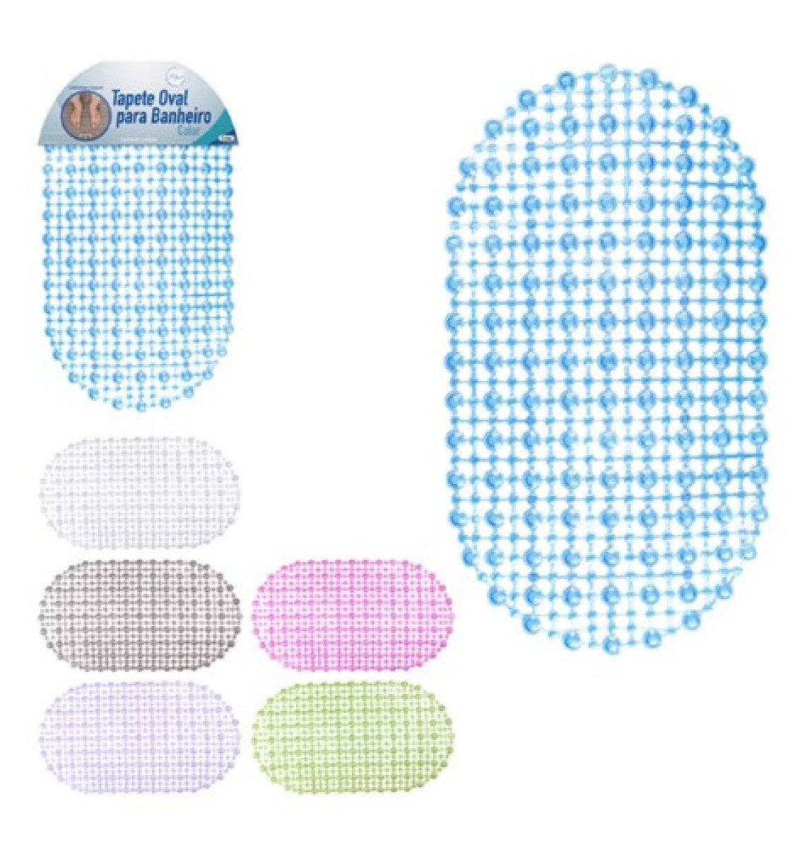 Tapete Para Banheiro Oval Colorido 33 X 61 Cm-844206