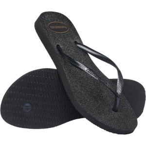 Chinelo Havaianas Feminino Slim Gloss 37/8 Preto/prata-122667-82743