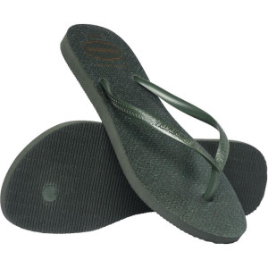 Chinelo Havaianas Feminino Slim Gloss 37/8 Verde Olive-122664-90414