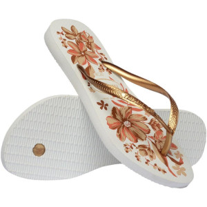 Chinelo Havaianas Feminino Slim Organic 35/6 Branco/ouro-122679-78029