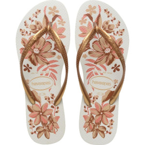 Chinelo Havaianas Feminino Slim Organic 37/8 Branco/ouro-122680-58994