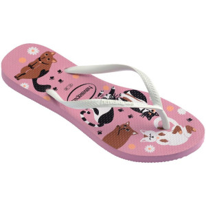 Chinelo Havaianas Feminino Slim Pets 35/6 Rosa Chiffon-122655-22185