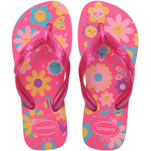 Chinelo Havaianas Infantil Kids Flores 25/6 Rosa Flux-123066-39876