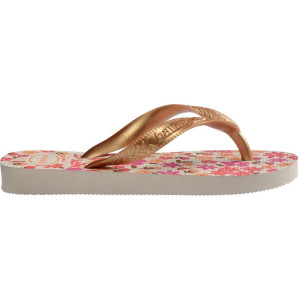 Chinelo Havaianas Infantil Kids Flores 31/2 Bege/dourado-123074-71661