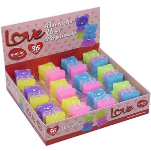 Borracha Decorada Love Urso 4 Cores