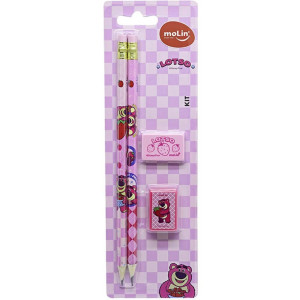 Kit Escolar Lotso 2lapis+borracha+apontado