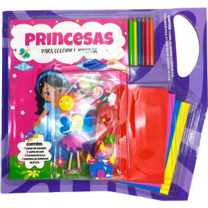 Livro Com Adesivos Princesas Lapis De Cor C/adesi