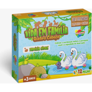 Quebra-cabeca Madeira Vida Em Familia Cisne 12pcs