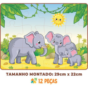 Quebra-cabeca Madeira Vida Em Familia Elefante 12pcs-119677-81745
