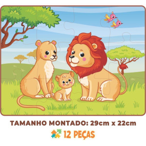 Quebra-cabeca Madeira Vida Em Familia Leao 12pcs-119678-34773