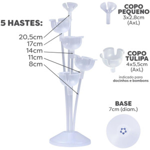 Suporte Para Balao Kit Arranjo C/05hastes 28cm Cr-123435-65793