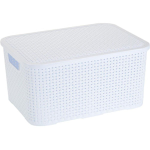 Caixa Plastica Multiuso Rattan C/tampa Branca 3,5l-119730-16101