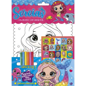 Livro De Colorir Sereia Colorindo C/adesivos