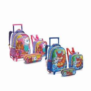 Kit Infantil Misto | Mochila Infantil Com Rodas + Lancheira + Estojo