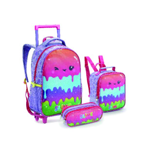 Kit Infantil Feminino | Mochila Infantil Com Rodas + Lancheira + Estojo