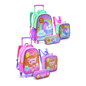 Mochila Infantil Feminina 16" Com Rodas | Diversos-41444-880-17817