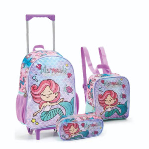 Kit Infantil Feminino | Mochila Com Rodas + Lancheira + Estojo