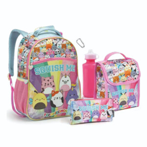 Kit Infantil Feminino | Mochila + Lancheira + Estojo + Garrafa + Mosquetão