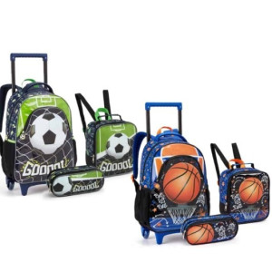 Kit Infantil Masculino | Mochila Infantil Com Rodas + Lancheira + Estojo