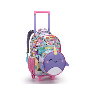 Mochila Infantil Feminina 17" Com Rodas + Lancheira | Diversos
