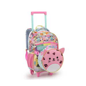 Mochila Infantil Feminina 17" Com Rodas + Lancheira | Diversos-42187-41352