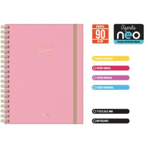 Agenda/planner 2026 Neo Rosa Cd Esp 80f 175x242mm