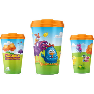 Copo Decorado Galinha Pintadinha C/tampa + Surpresa 400ml