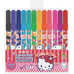 Caneta Hidrografica Jumbo Hello Kitty 4mm 12 Cores