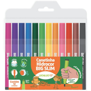 Caneta Hidrografica Jumbo Leo E Leo Big Slim 12 Cores