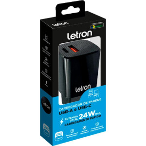Carregador Celular De Parede 2 Entradas Usb-a/c 24w Biv Pt-124418-13403