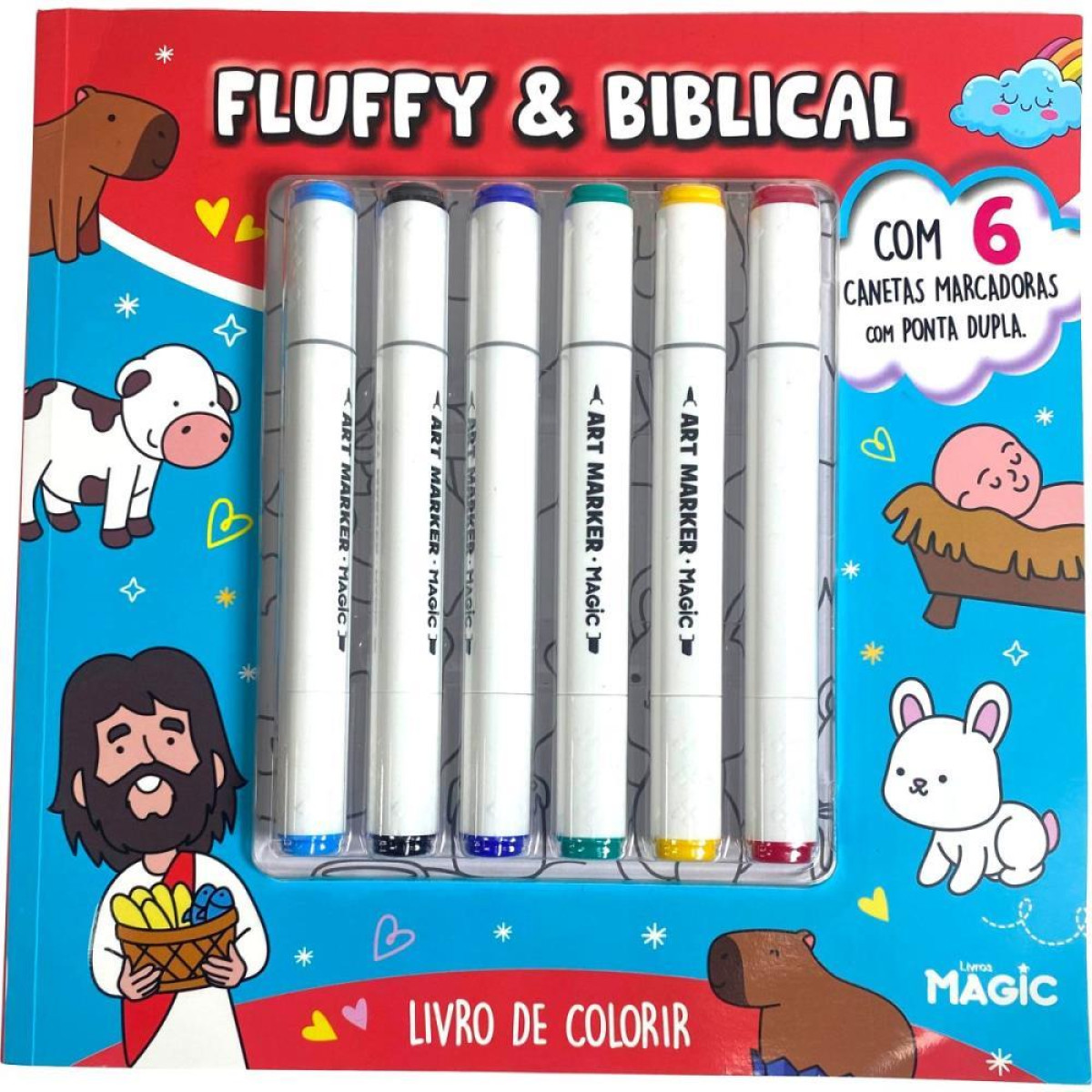 Livro De Colorir Fluffy And Biblical C/6canetinhas-124096-21999