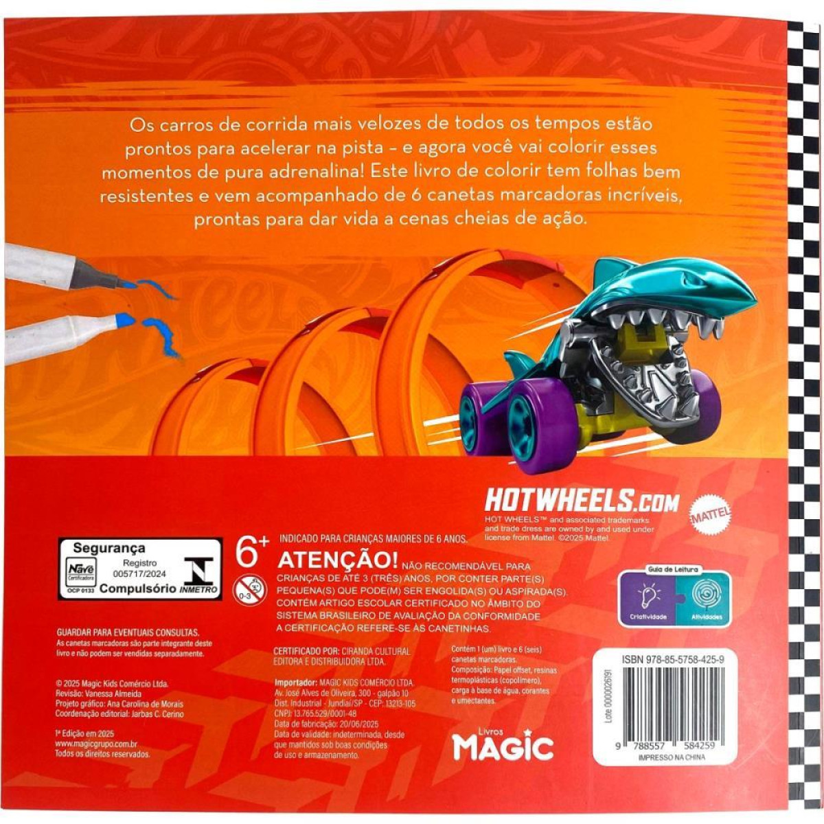 Livro De Colorir Hot Wheels Comfy C/6canetinhas-124089-20165