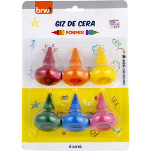 Giz De Cera Curto 6 Cores Cone