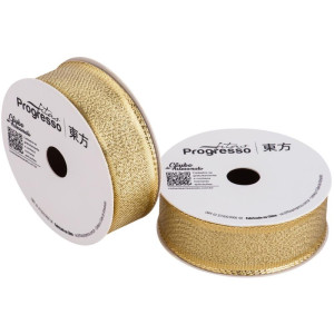 Fita Metalizada 25mm 10m. Ouro Aramada