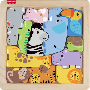 Fisher Price Wood Quebra- Cabeca Zoologico 12pcs-121315-33425