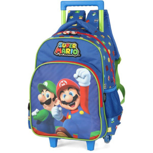 Mochila Infantil Com Rodinha Super Mario Bros G Azul