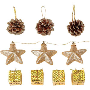 Artigo Para Decoracao Natal Enfeite Gliter Dourado (s)