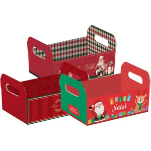 Cesta De Papel Caixote Natal G 25x19x10cm (s)