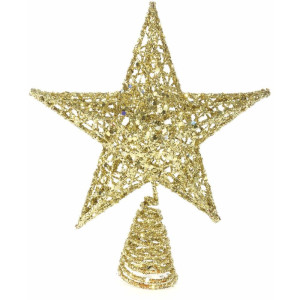 Artigo Para Decoracao Natal Ponteira Estrela Dourada 15cm. Tridimensional