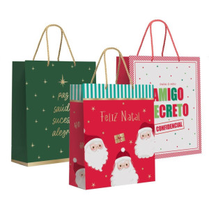 Sacola Para Presente Natal Media 31x26x10cm (s)