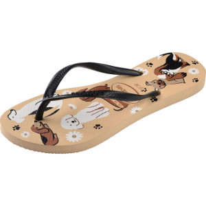 Chinelo Havaianas Feminino Slim Pets 39/0 Preto/dourado-124739-38355